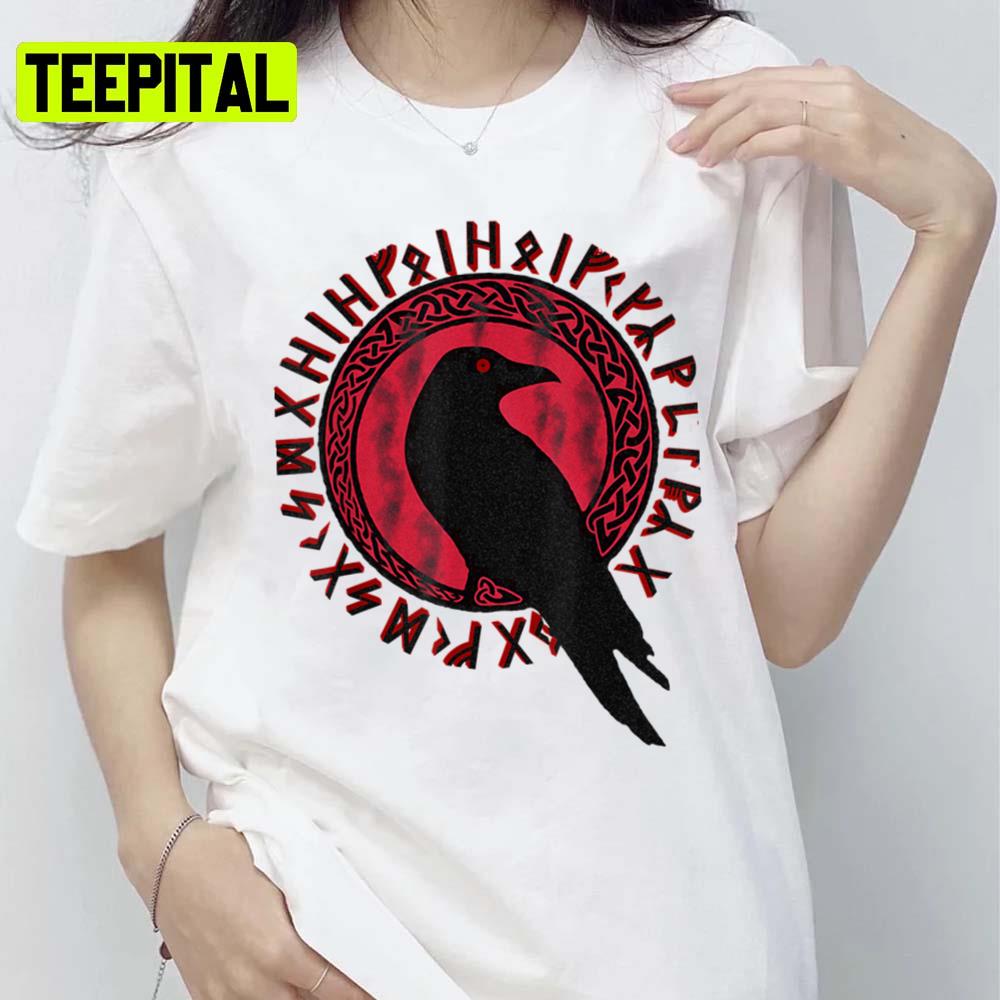Odin Ravens Huginn & Muninn Vegvisir Vikings Myth Colored Design Unsex T-Shirt Odin Ravens Huginn & Muninn Vegvisir Vikings Myth Colored Design Unsex T-Shirt