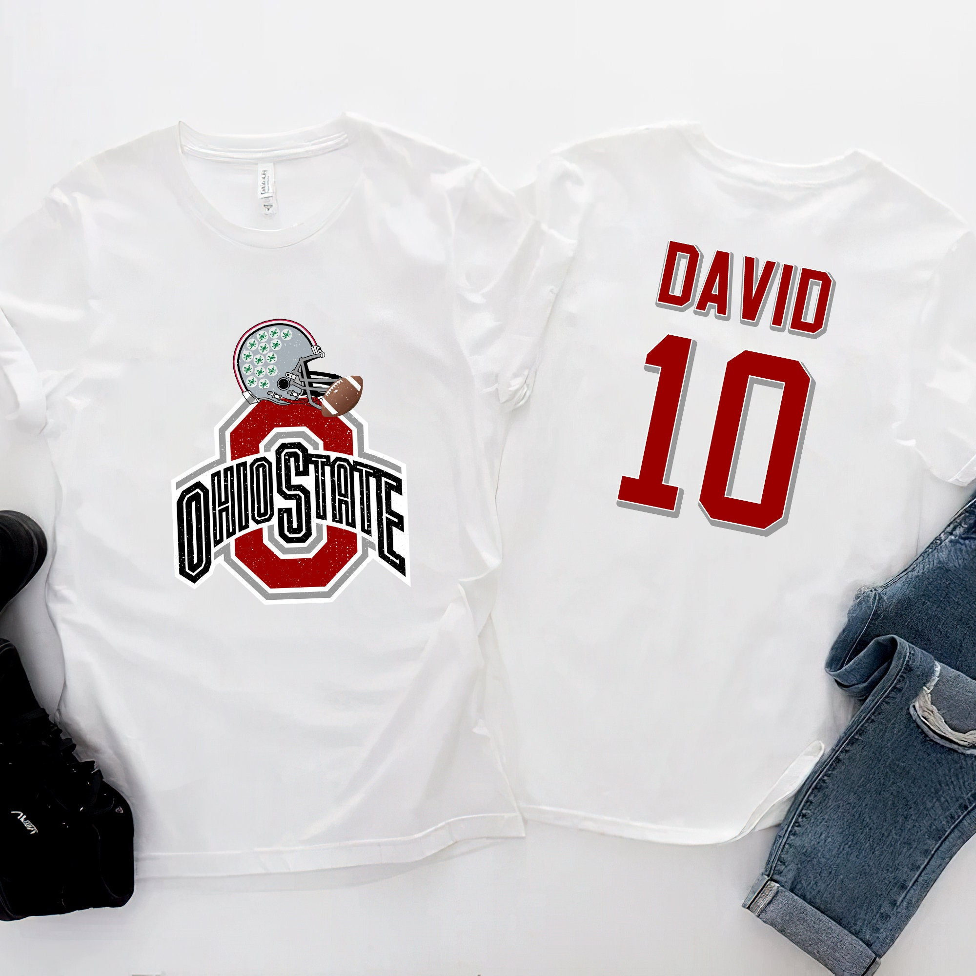 Ohio State University Football Ncaa Sports Front Back Customized Text Number Unisex T-Shirt Ohio State University Football Ncaa Sports Front Back Customized Text Number Unisex T-Shirt