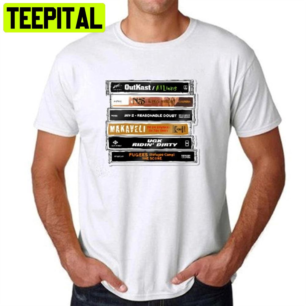 Outkast Nas Jayz 2 Pac Ugk Fugees Tapes Raptees Unisex T-Shirt Outkast Nas Jayz 2 Pac Ugk Fugees Tapes Raptees Unisex T-Shirt