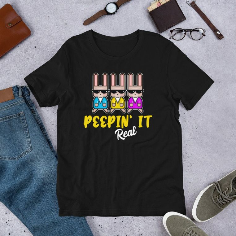 Peepin It Real Easter Day Egg Hunt Sunglasses Short-Sleeve Unisex T-Shirt Peepin It Real Easter Day Egg Hunt Sunglasses Short-Sleeve Unisex T-Shirt