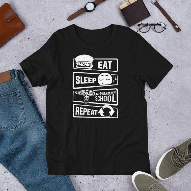 Pharmacy School Eat Sleep Repeat Short-Sleeve Unisex T-Shirt Pharmacy School Eat Sleep Repeat Short-Sleeve Unisex T-Shirt