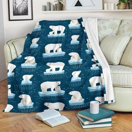 Polar Bear Dark Blue And White Best Seller Fleece Blanket Throw Blanket Gift Polar Bear Dark Blue And White Best Seller Fleece Blanket Throw Blanket Gift