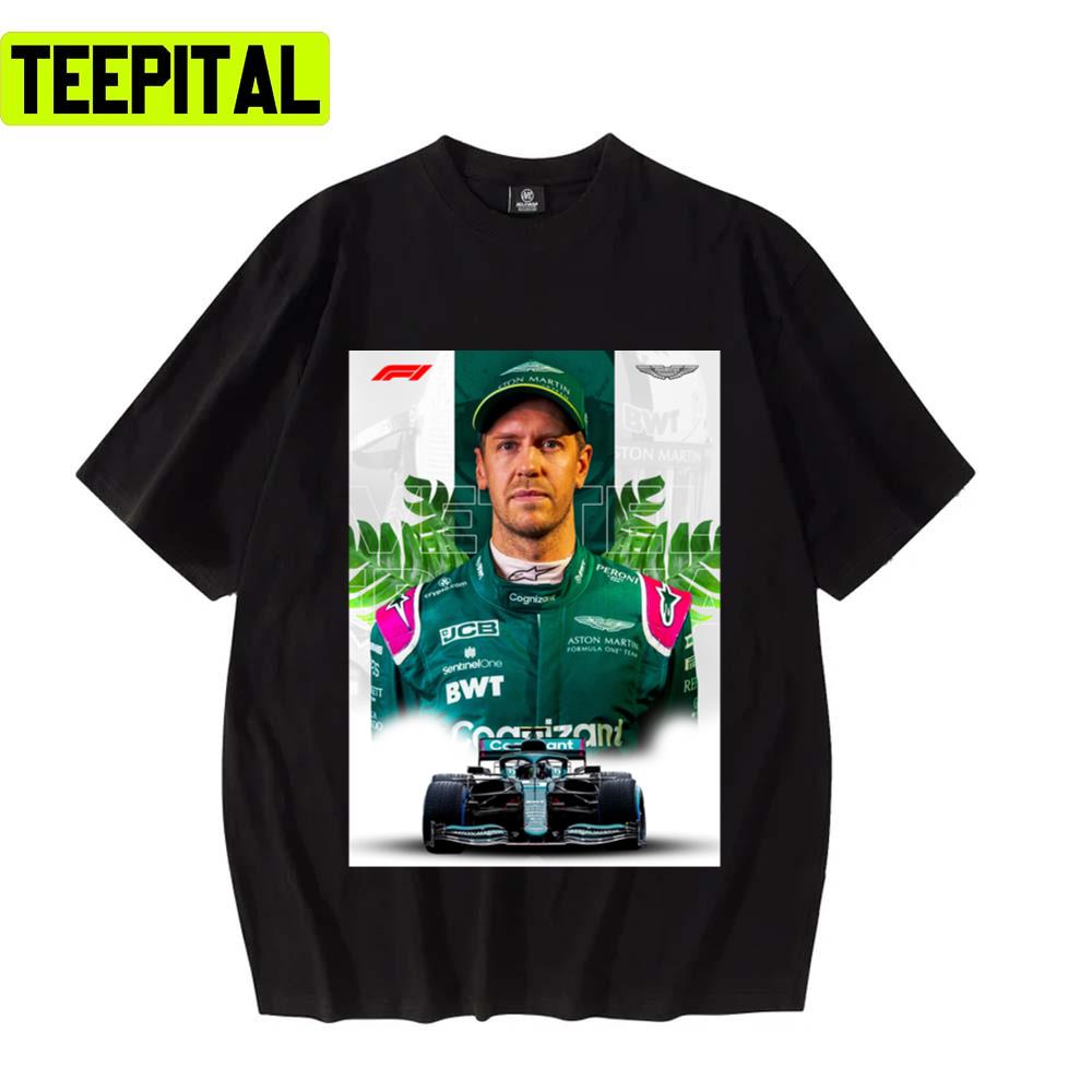 Portrait Sebastian Vettel Aston Martin Car Racing Nascar F1 Unisex T-Shirt Portrait Sebastian Vettel Aston Martin Car Racing Nascar F1 Unisex T-Shirt