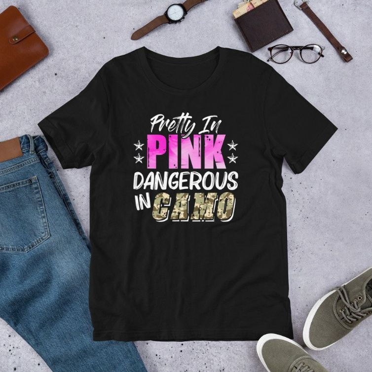 Pretty Cute Pink Dangerous In Camo Hunting Girl Short-Sleeve Unisex T-Shirt Pretty Cute Pink Dangerous In Camo Hunting Girl Short-Sleeve Unisex T-Shirt