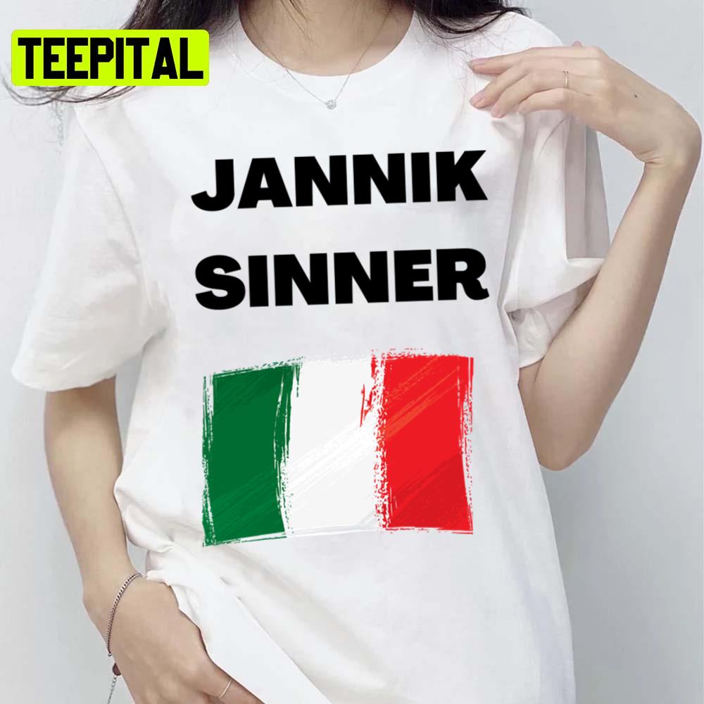 Pro Player Tennis Mix Flag Jannik Sinner Unisex T-Shirt Pro Player Tennis Mix Flag Jannik Sinner Unisex T-Shirt