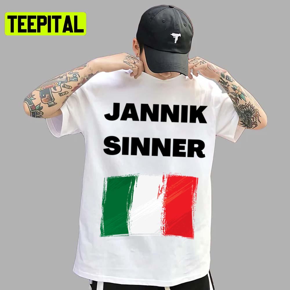 Pro Player Tennis Mix Flag Jannik Sinner Unisex T-Shirt Pro Player Tennis Mix Flag Jannik Sinner Unisex T-Shirt