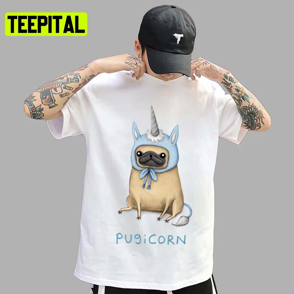 Pugicorn Fawn Unicorn Illustration Unisex T-Shirt Pugicorn Fawn Unicorn Illustration Unisex T-Shirt
