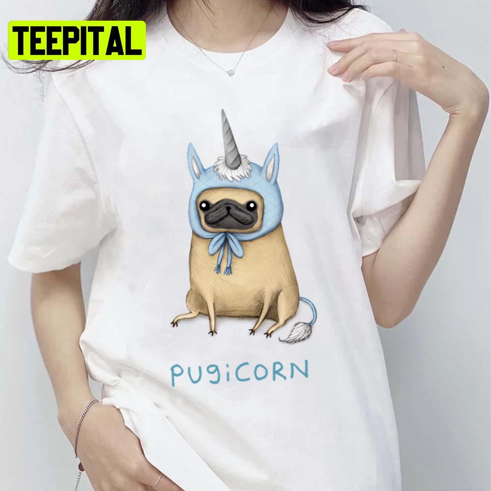 Pugicorn Fawn Unicorn Illustration Unisex T-Shirt Pugicorn Fawn Unicorn Illustration Unisex T-Shirt