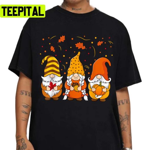 Pumpkin Gnomes Fall Autumn Cute Halloween Thanksgiving Unisex T-Shirt