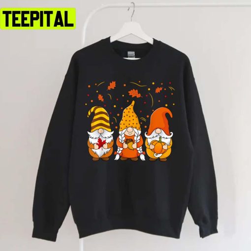 Pumpkin Gnomes Fall Autumn Cute Halloween Thanksgiving Unisex T-Shirt