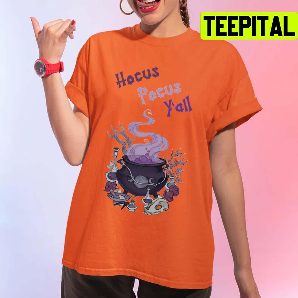 Purple Art Hocus Pocus Yall Design For Halloween Unisex T-Shirt Purple Art Hocus Pocus Yall Design For Halloween Unisex T-Shirt