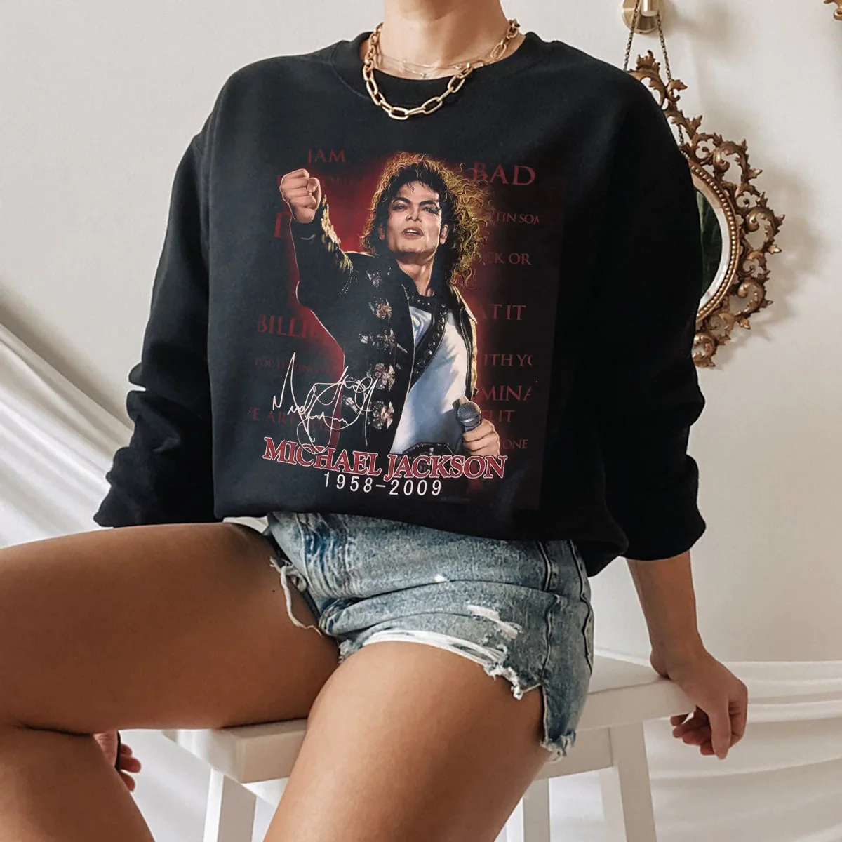 Retro Portrait Vintage Michael Jackson Inspired Mj Unisex Rap Unisex Sweatshirt Retro Portrait Vintage Michael Jackson Inspired Mj Unisex Rap Unisex Sweatshirt