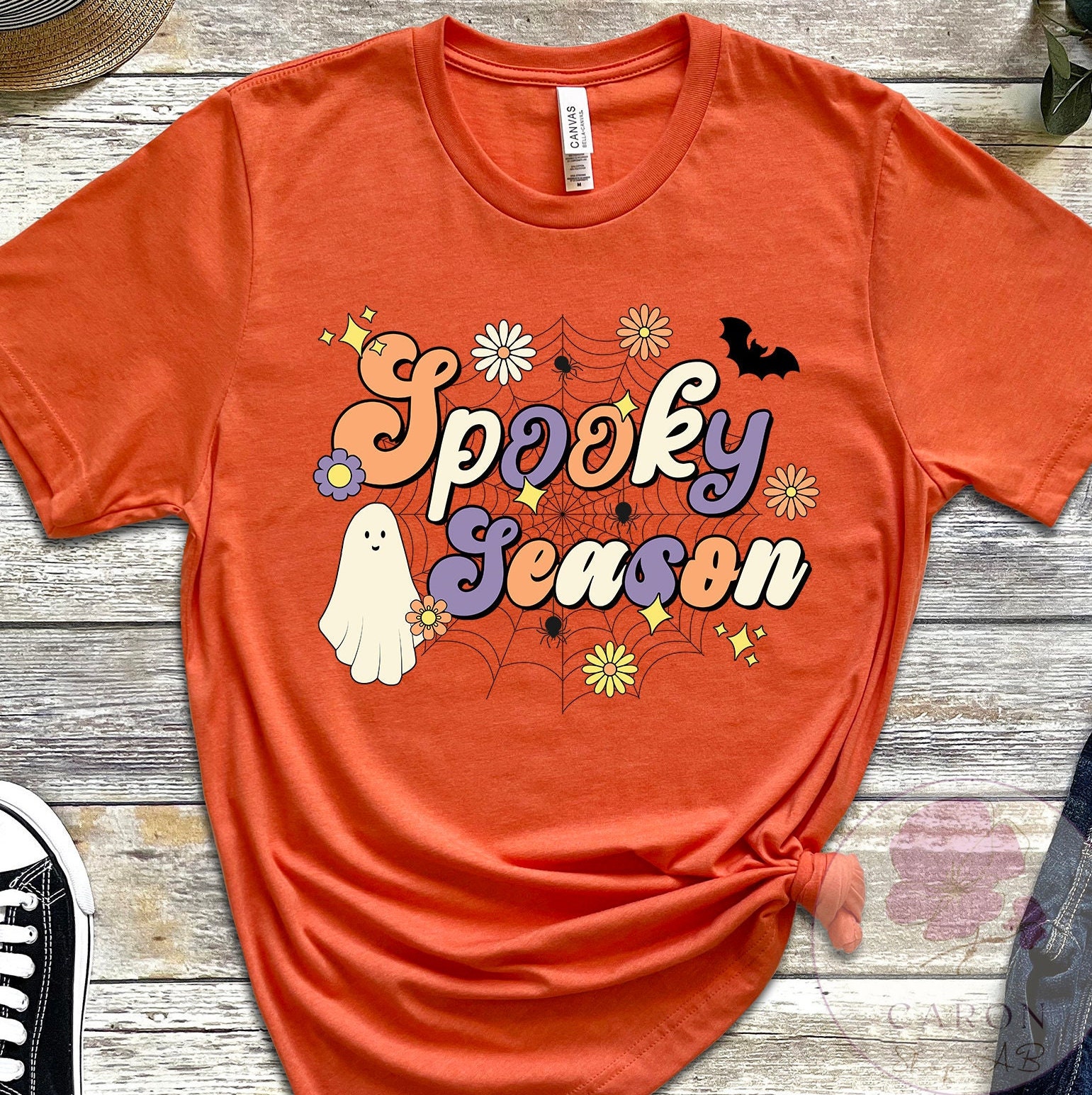 Retro Spooky Season Halloween Ghost Spook Witch Fall Boho Unisex T-Shirt Retro Spooky Season Halloween Ghost Spook Witch Fall Boho Unisex T-Shirt