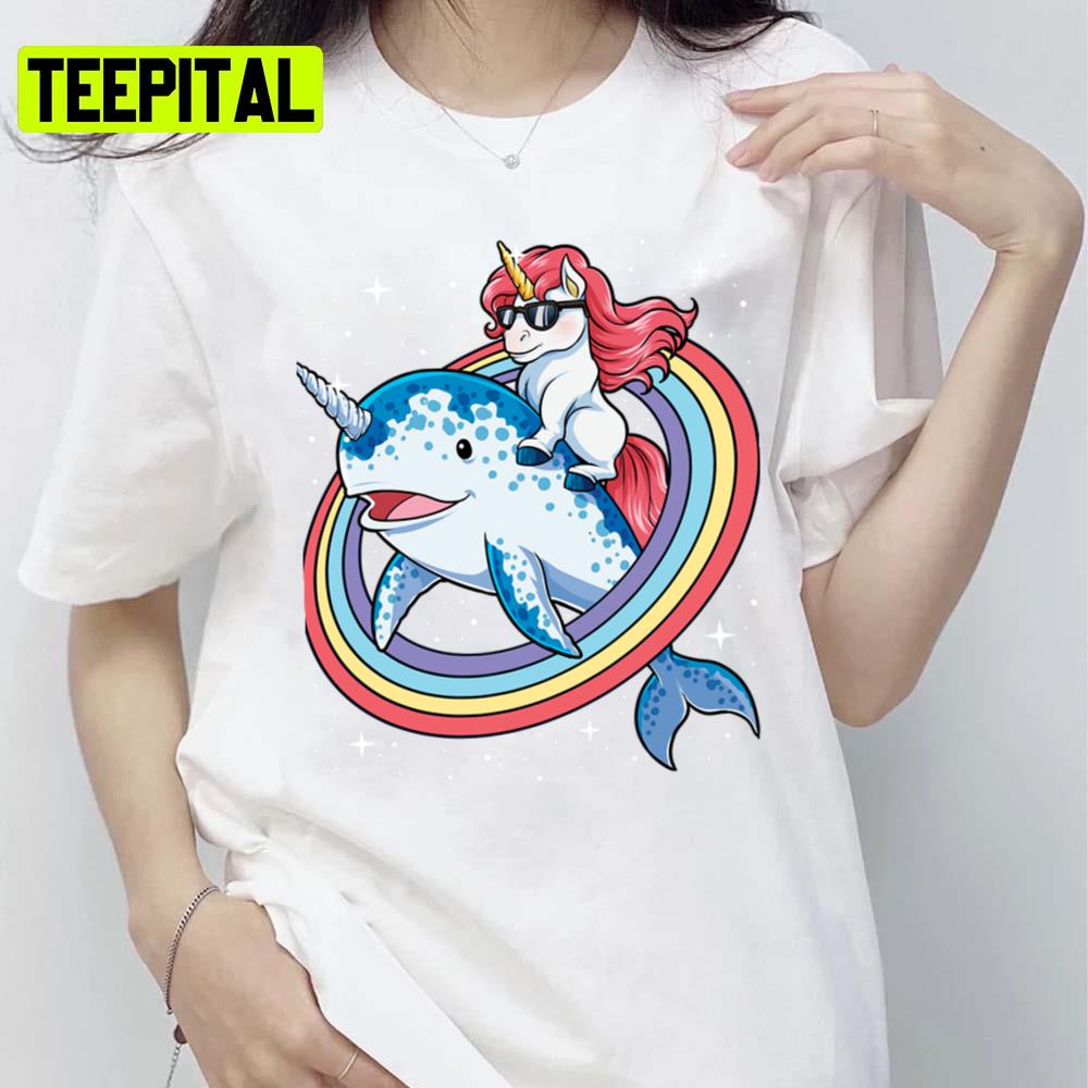 Riding Narwhal Squad Rainbow Party Unicorn Illustration Unisex T-Shirt Riding Narwhal Squad Rainbow Party Unicorn Illustration Unisex T-Shirt
