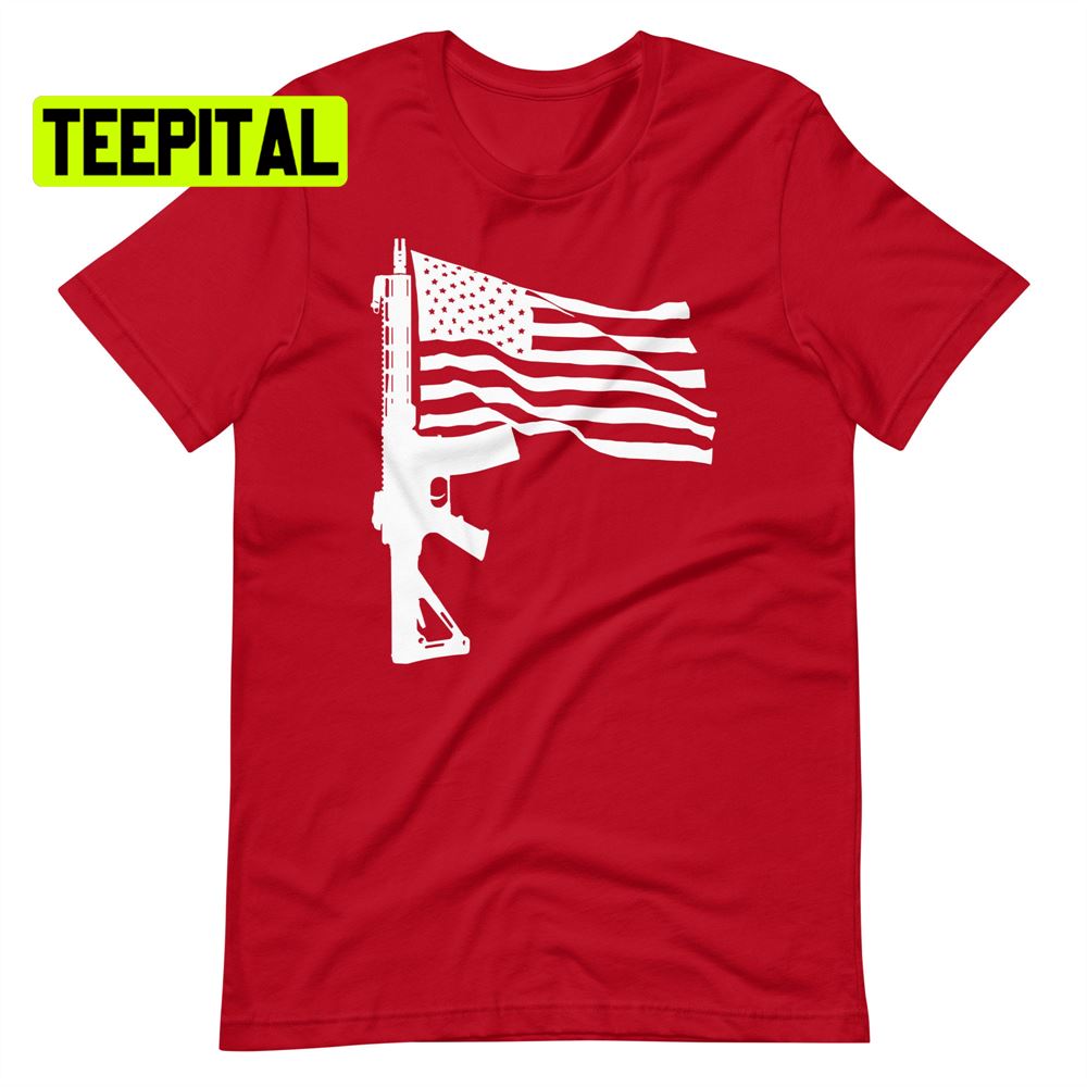 Rifle American Flag Gun Unsiex T-Shirt Rifle American Flag Gun Unsiex T-Shirt