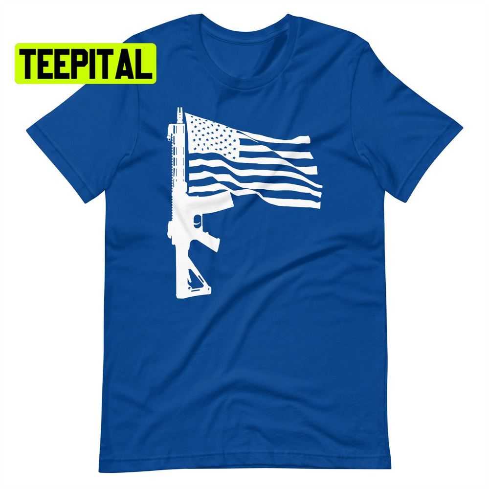 Rifle American Flag Gun Unsiex T-Shirt Rifle American Flag Gun Unsiex T-Shirt