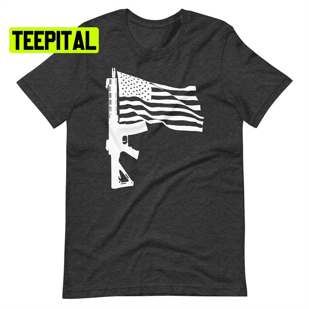 Rifle American Flag Gun Unsiex T-Shirt Rifle American Flag Gun Unsiex T-Shirt