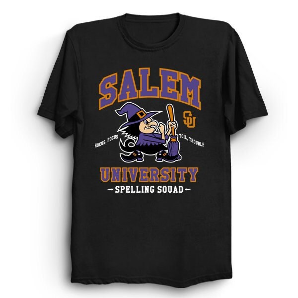 Salem Spelling Squad Witches University Occul Goth Cartoon Witch Unisex T-Shirt Salem Spelling Squad Witches University Occul Goth Cartoon Witch Unisex T-Shirt