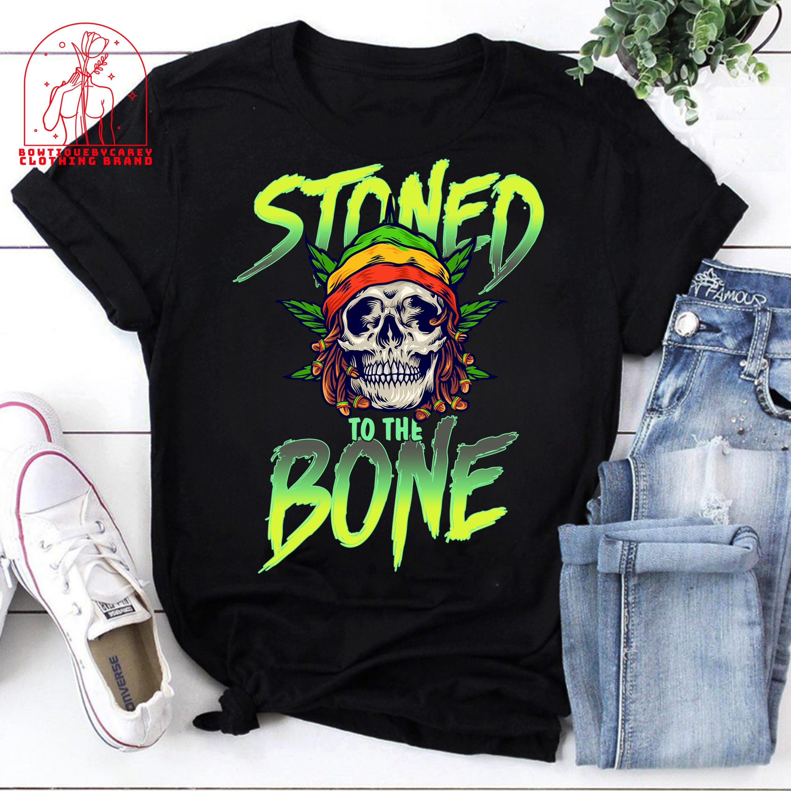 Skull Weed Stoned To The Bone Skeleton Halloween Unisex T-Shirt Skull Weed Stoned To The Bone Skeleton Halloween Unisex T-Shirt