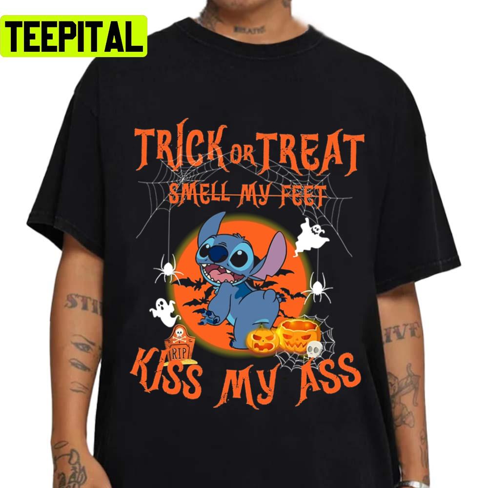 Smell My Feet Kiss My Ass Stitch Design For Halloween Graphic Trick Or Treat Unisex T-Shirt Smell My Feet Kiss My Ass Stitch Design For Halloween Graphic Trick Or Treat Unisex T-Shirt