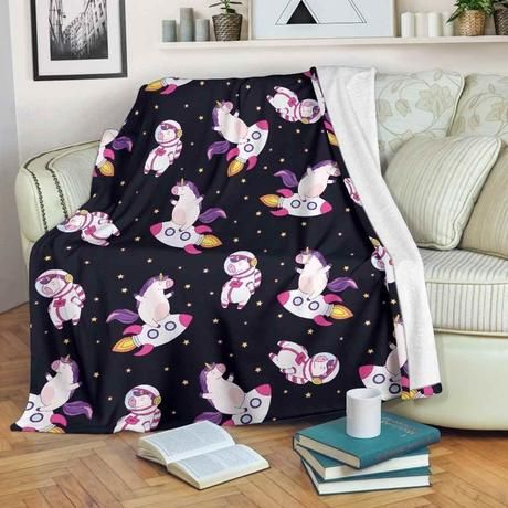 Space Astronaut Unicorn Bestseller Fleece Blanket Throw Blanket Gift Space Astronaut Unicorn Bestseller Fleece Blanket Throw Blanket Gift