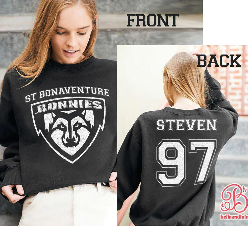 St Bonaventure Bonnies Basketball Ncaa Sports Front Back Customized Text Number Unisex Sweatshirt St Bonaventure Bonnies Basketball Ncaa Sports Front Back Customized Text Number Unisex Sweatshirt