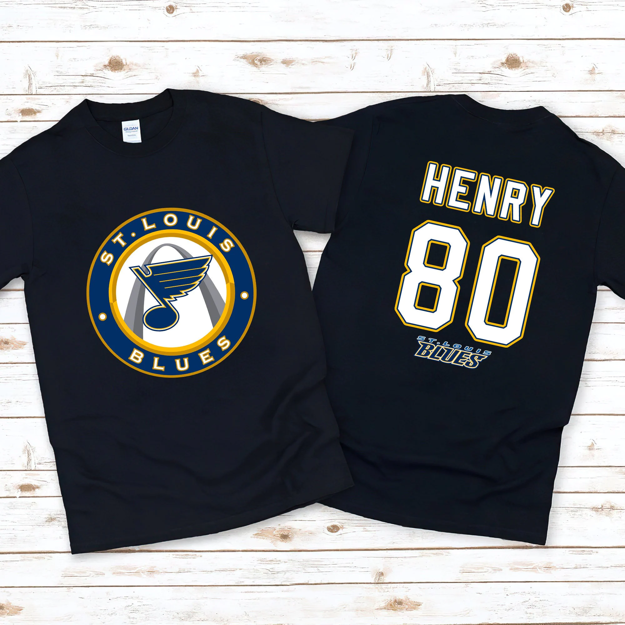 St Louis Blues Nhl Ice Hockey Sports Front Back Customized Text Number Unisex T-Shirt St Louis Blues Nhl Ice Hockey Sports Front Back Customized Text Number Unisex T-Shirt