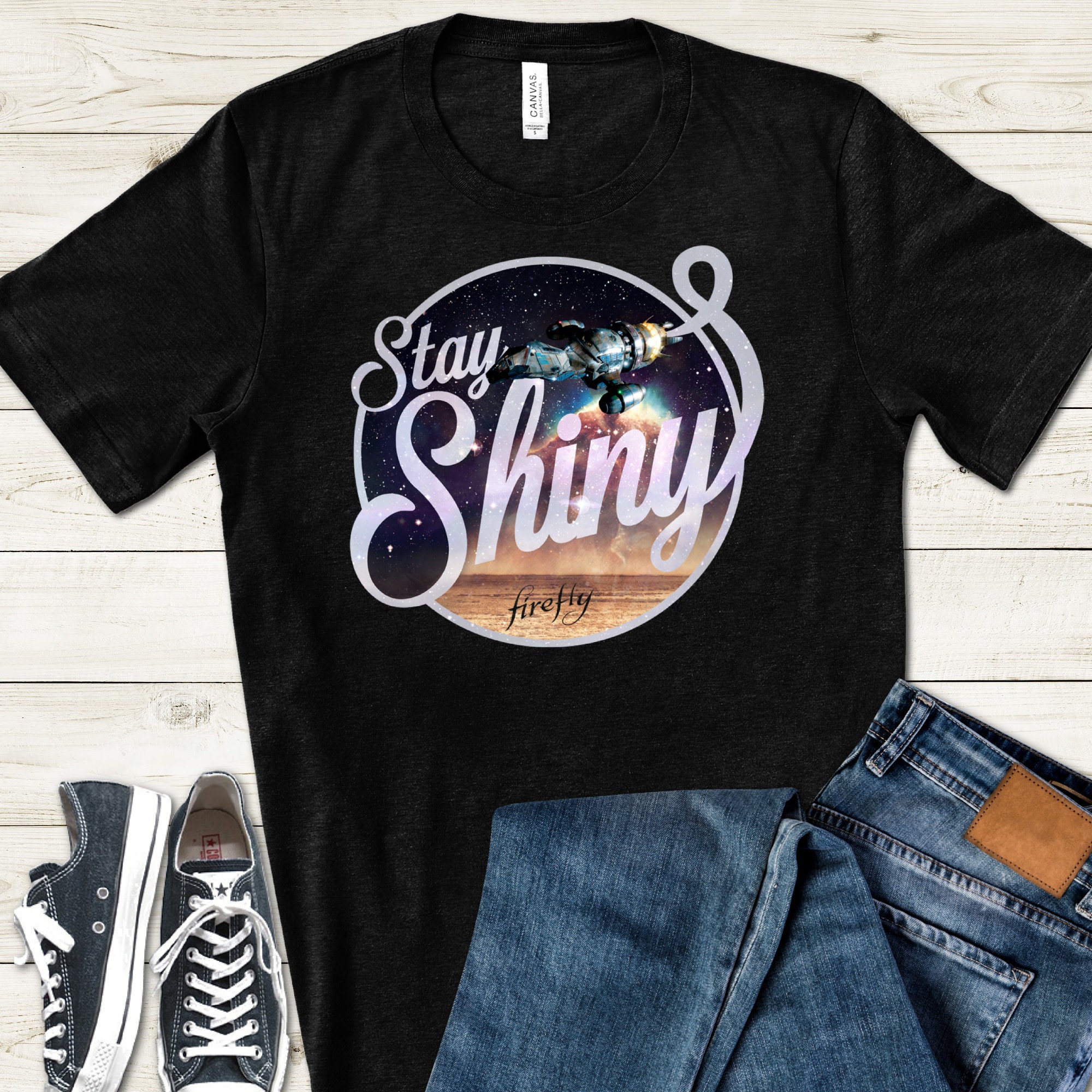 Stay Shiny Tv Sci-Fi Firefly Quote Comic Con Unisex T-Shirt Stay Shiny Tv Sci-Fi Firefly Quote Comic Con Unisex T-Shirt