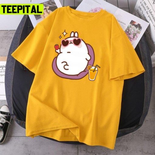 Summer Vibes Happy Cute Molang Bunny Vibing Relaxed Fit Unisex T-Shirt