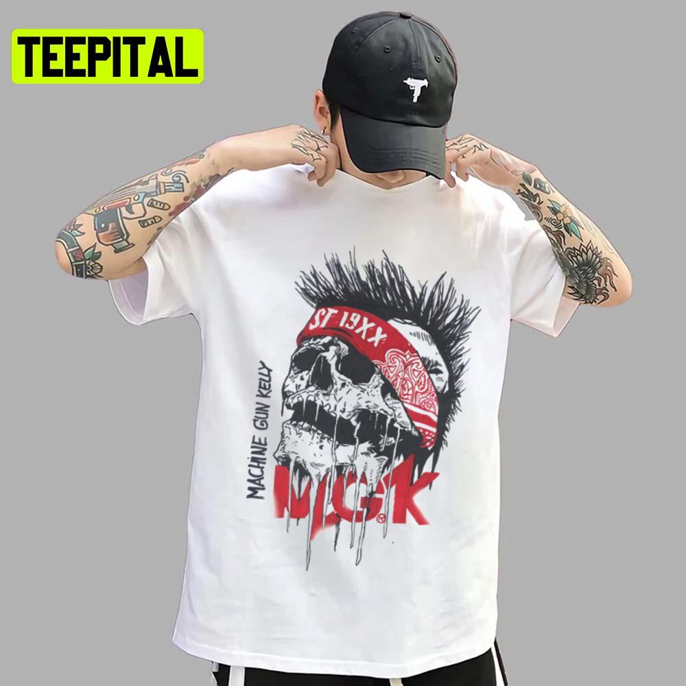 The Skull In Red Black Guns Art Machine Gun Kelly Mgk Unisex T-Shirt The Skull In Red Black Guns Art Machine Gun Kelly Mgk Unisex T-Shirt