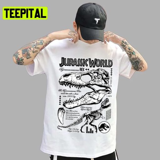 Trex Field Note Schematics Jurassic World Unisex T-Shirt