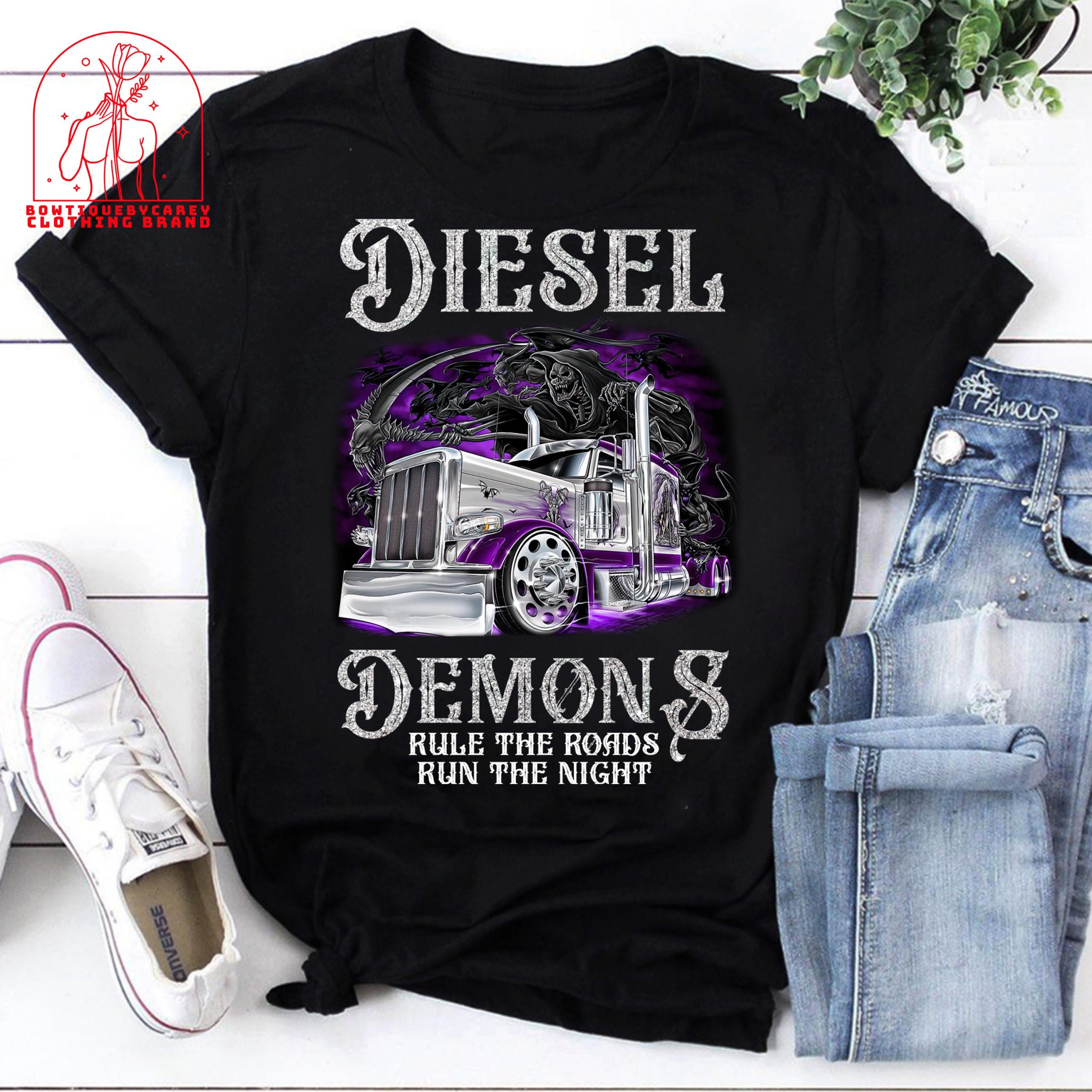 Trucker Diesel Demon And Rule The Road Run The Night Trucker Diesel Demon Driver Unisex T-Shirt Trucker Diesel Demon And Rule The Road Run The Night Trucker Diesel Demon Driver Unisex T-Shirt