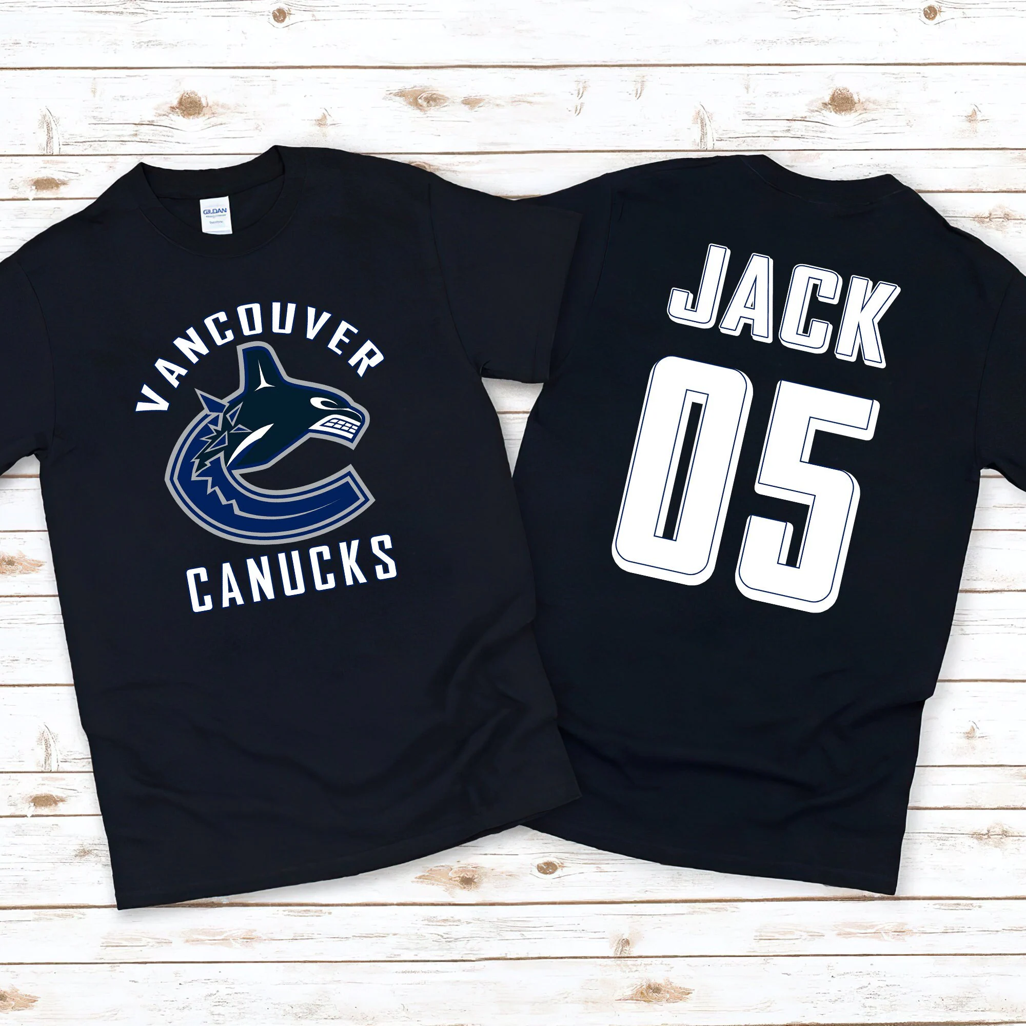 Vancouver Canucks Nhl Ice Hockey Sports Front Back Customized Text Number Unisex T-Shirt Vancouver Canucks Nhl Ice Hockey Sports Front Back Customized Text Number Unisex T-Shirt