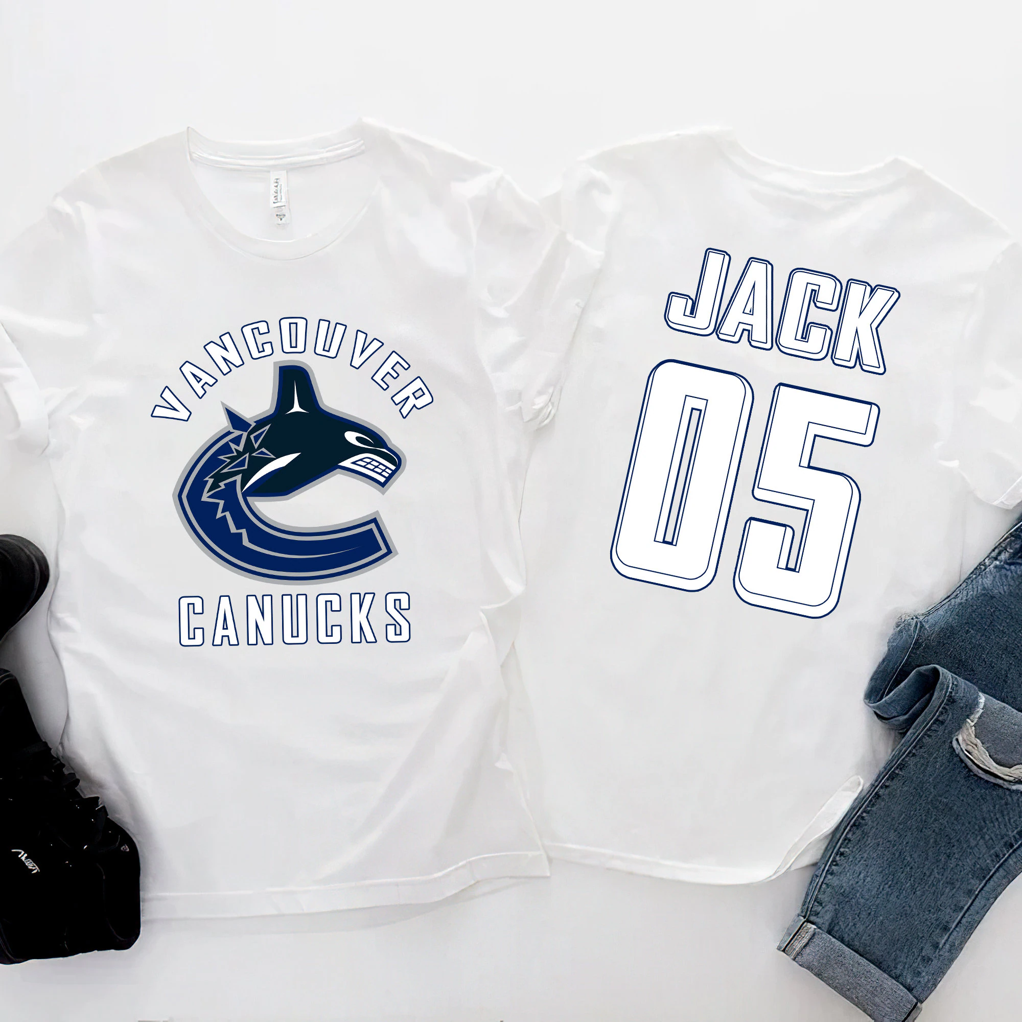 Vancouver Canucks Nhl Ice Hockey Sports Front Back Customized Text Number Unisex T-Shirt Vancouver Canucks Nhl Ice Hockey Sports Front Back Customized Text Number Unisex T-Shirt