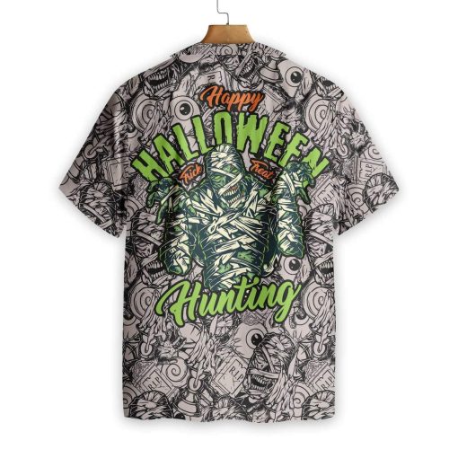 Vintage Scary Mummy 3d All Over Print Summer Button Design For Halloween Hawaii Shirt