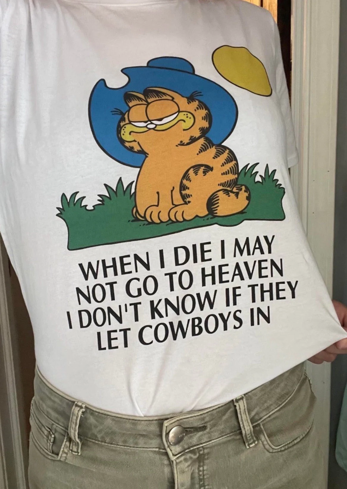 When I Die I May Not Go To Heaven I Don't Know If They Let Cowboys In Gay Garfield Cat Unisex T-Shirt When I Die I May Not Go To Heaven I Don't Know If They Let Cowboys In Gay Garfield Cat Unisex T-Shirt