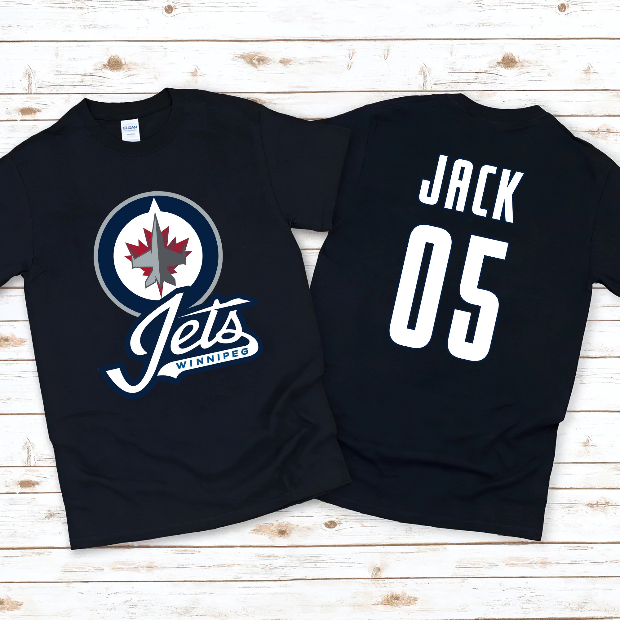 Winnipeg Jets Nhl Ice Hockey Sports Front Back Customized Text Number Unisex T-Shirt Winnipeg Jets Nhl Ice Hockey Sports Front Back Customized Text Number Unisex T-Shirt