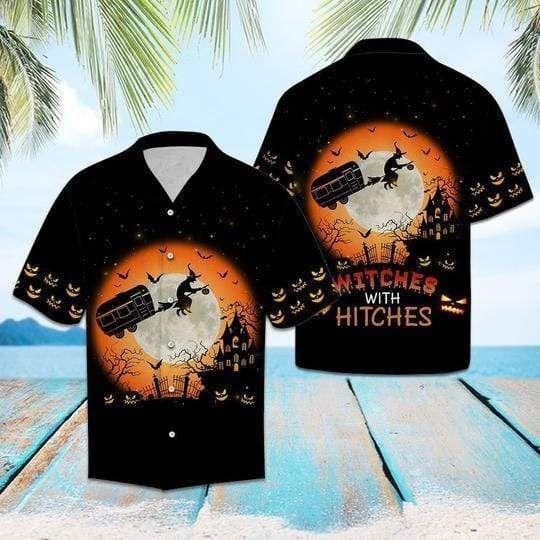 Witches With Hitches 3d All Over Print Button Design For Halloween Hawaii Shirt Witches With Hitches 3d All Over Print Button Design For Halloween Hawaii Shirt