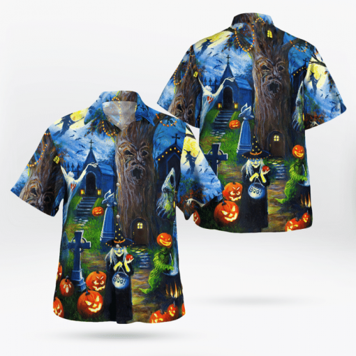 Witch's Tree House Boo Pumpkin 3d All Over Print Button Design For Halloween Hawaii Shirt Witch's Tree House Boo Pumpkin 3d All Over Print Button Design For Halloween Hawaii Shirt
