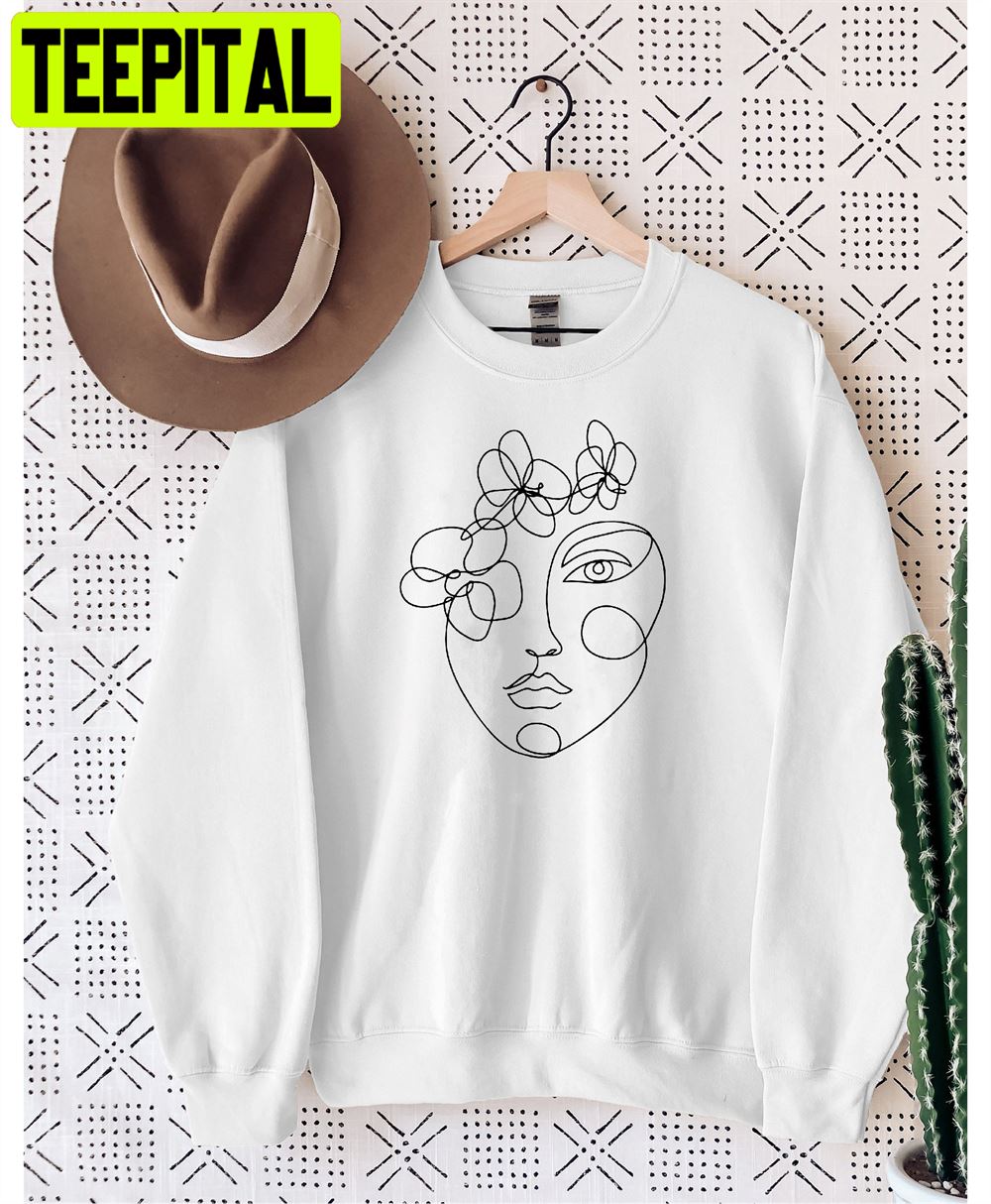 Woman Face Flower One Line Art Unisex Sweatshirt Woman Face Flower One Line Art Unisex Sweatshirt
