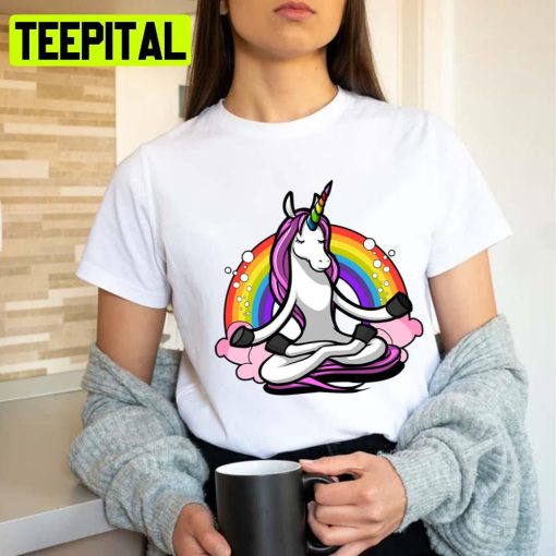 Zen Yoga Unicorn Cute Art Illustration Unisex T-Shirt