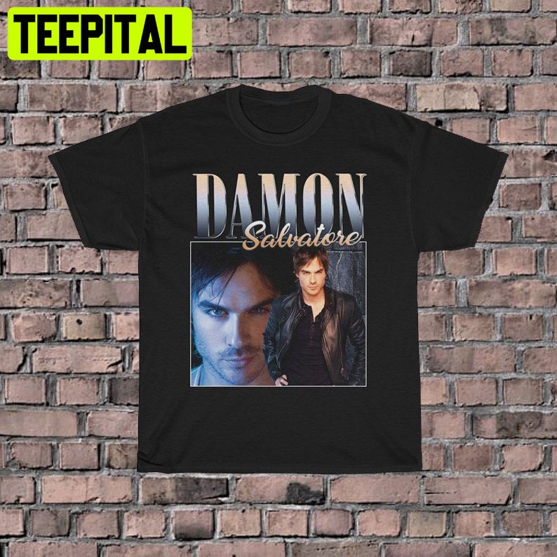 90s Vintage Damon Salvatore The Vampire Diaries Tv Series Unisex T-Shirt 90s Vintage Damon Salvatore The Vampire Diaries Tv Series Unisex T-Shirt