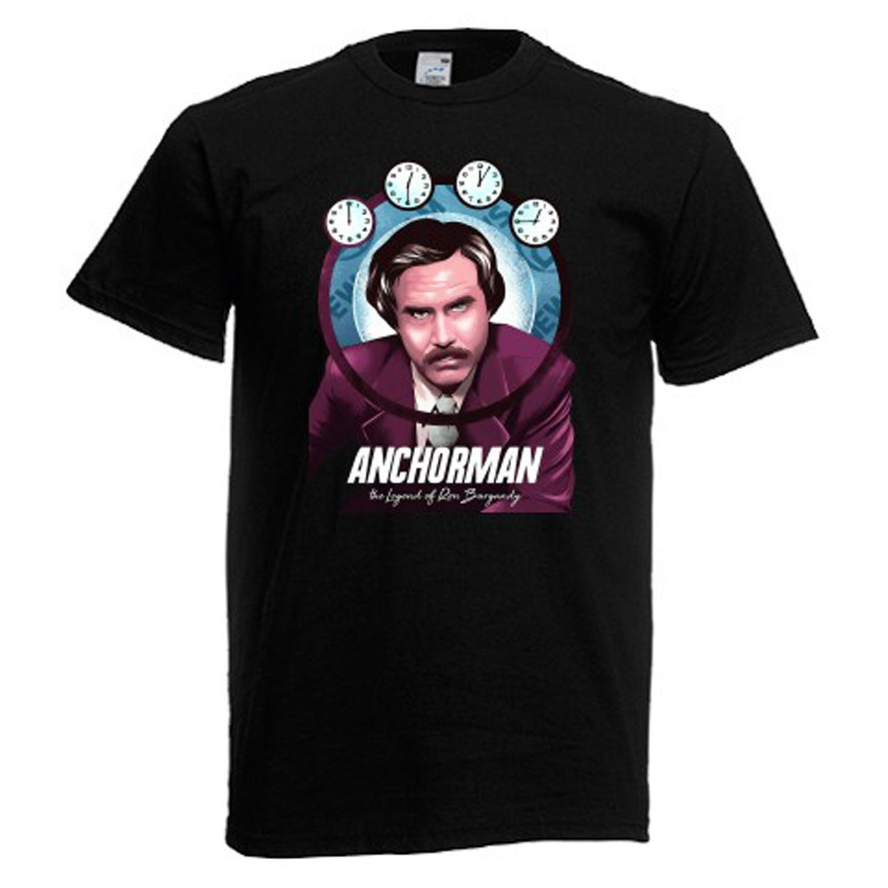 Anchorman Ron Burgundy Comedy Mens Black T-Shirt Anchorman Ron Burgundy Comedy Mens Black T-Shirt