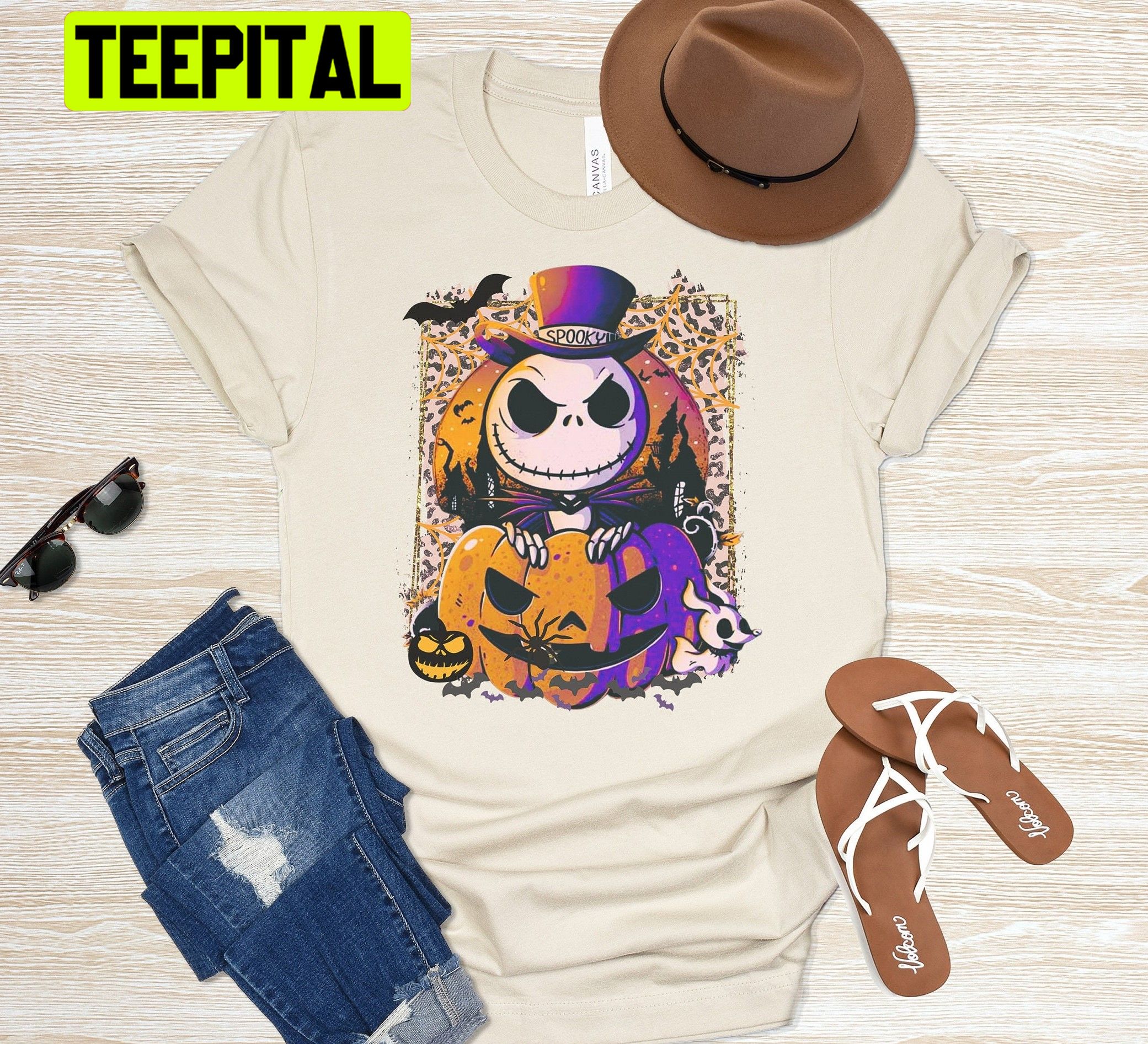 Autumn Jack Skellington Cute Halloween Unisex T-Shirt Autumn Jack Skellington Cute Halloween Unisex T-Shirt