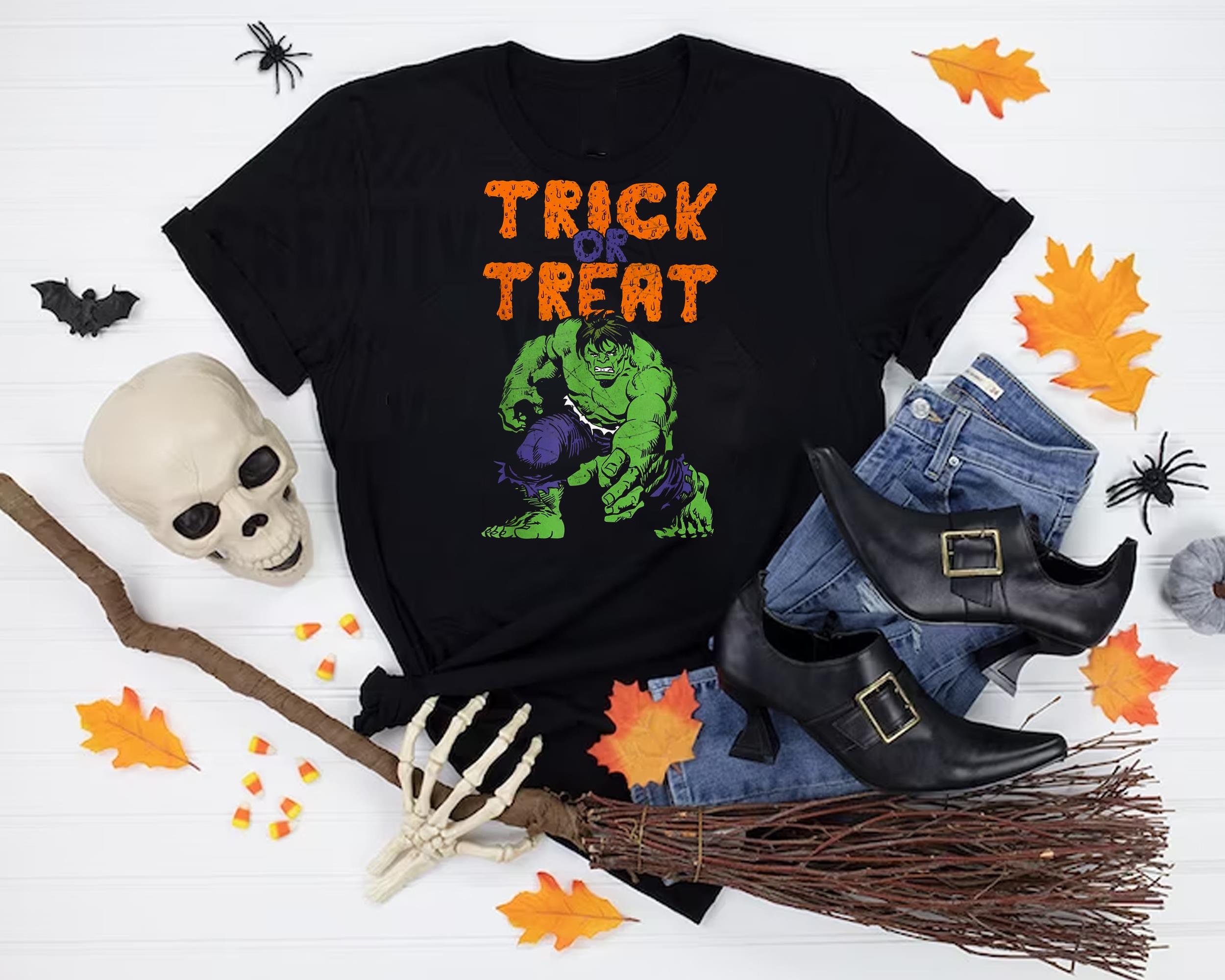 Avengers The Hulk Trick Or Treat Halloween Marvel Comics Holiday Unisex T-Shirt Avengers The Hulk Trick Or Treat Halloween Marvel Comics Holiday Unisex T-Shirt