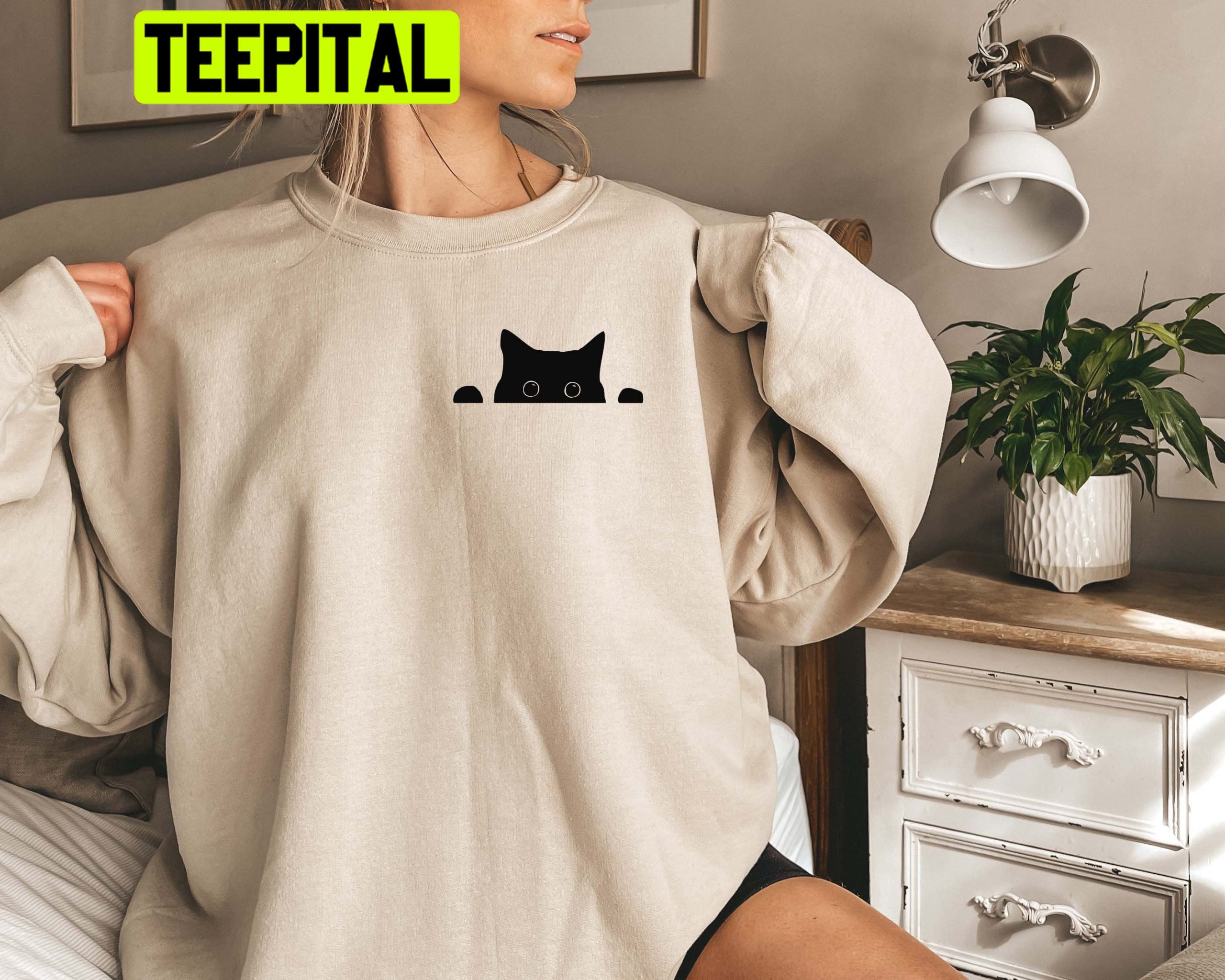 Black Cat Peeking Unisex Sweatshirt Black Cat Peeking Unisex Sweatshirt