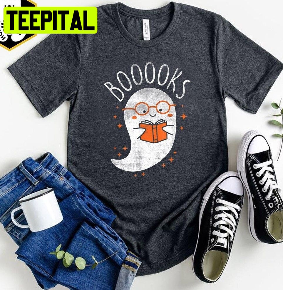 Booooks Ghost Books Halloween Teacher Trending Unisex T-Shirt Booooks Ghost Books Halloween Teacher Trending Unisex T-Shirt