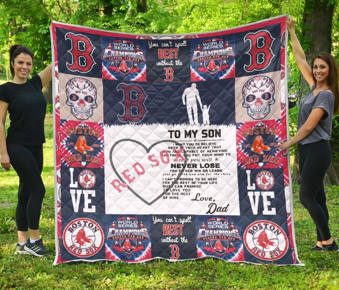 Boston Red Sox Family To My Son Quilt Blanket Boston Red Sox Family To My Son Quilt Blanket