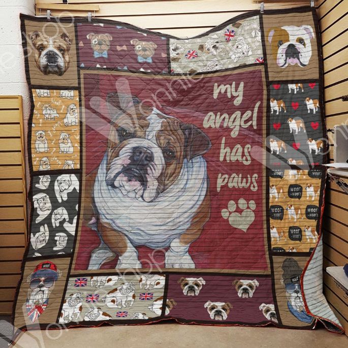 Bulldog My Angel Has Paws Quilt Blanket Bulldog My Angel Has Paws Quilt Blanket