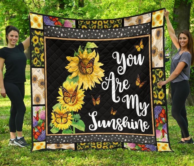 Butterfly Sunflower You Are My Sunshine Quilt Blanket Butterfly Sunflower You Are My Sunshine Quilt Blanket